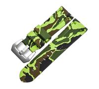 Rimmean 1pc 20mm 22mm 24mm 26mm Universal Camo Blue Grey Watch Band Straps Wristwatch Belt Accessories(Camo Green Silver,24mm)