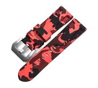 Rimmean 1pc 20mm 22mm 24mm 26mm Universal Camo Blue Grey Watch Band Straps Wristwatch Belt Accessories(Camo Red Silver,22mm)