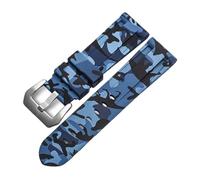 Rimmean 1pc 20mm 22mm 24mm 26mm Universal Camo Blue Grey Watch Band Straps Wristwatch Belt Accessories(Camo Blue Silver,22mm)