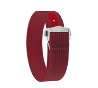 Rimmean 1pc 20mm Ribbed Watch Band FKM Rubber Strap For Swatch MoonSwatch Folding Buckle Bracelet Men(Rose Red,20mmBlack Buckle)