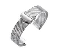 Rimmean 1pc 20mm Silver Mesh Bracelet Flat Interface Stainless Steel Watch Strap 20MM For 007 Breathable Design
