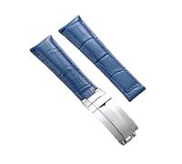 Rimmean 1pc 20mm Watchbands For Men Calfskin Leather Watch Strap 9x16mm Folding Buckle(Blue-with buckle)