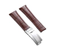 Rimmean 1pc 20mm Watchbands For Men Calfskin Leather Watch Strap 9x16mm Folding Buckle(Brown-with buckle)