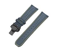 Rimmean 1pc 22mm 23mm Genuine Leather Strap For Blue Angels Series Arc Curved End Cowhide Watch Band(Royal blue yellow04,23mm)