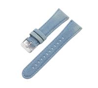 Rimmean 1pc 22mm 24mm Denim Pattern Fabric Watchband For Vintage Universal Soft Watch Band For Men Women Accessories(LightBlue-Silver,22mm)