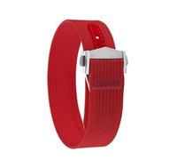 Rimmean 1pc 22mm Ribbed Watch Band FKM Rubber Strap For Swatch MoonSwatch Folding Buckle Bracelet Men(Red,22mmBlack Buckle)