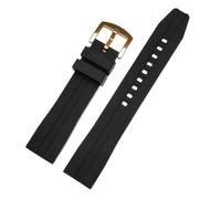 Rimmean 1pc Big Size Long Strap 20mm 22mm Extended Length Watch Band Sports Bracelet Soft Wristband Belt(Black-Rose gold,22mm)