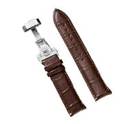 Rimmean 1pc Casual Black Brown Genuine Calfskin Leather Watch Band Strap Butterfly Buckle Crocodile Pattern Bracelet 18 20 22 24mm(Brown,14mm)