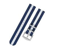 Rimmean 1pc Classic Watch Straps 18mm 20mm 22mm Bracelet Watchband Silver Buckle Fabric Wristband Replacement(Blue white,20mm)