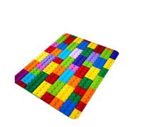 Rimmean 1pc Colorful Lego Block Pattern Flannel Carpet Non-slip Soft Absorbent Rug For Kids Room Playroom Living Decor(1,40X60cm)