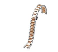Rimmean 1pc Concave Stainless Steel Strap For 20-12mm 18-10mm 16-8mm Folding Buckle WatchBand(Silver rose gold,20-12mm)