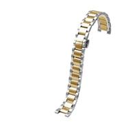Rimmean 1pc Concave Stainless Steel Strap For 20-12mm 18-10mm 16-8mm Folding Buckle WatchBand(Silver Golden,14-7mm)