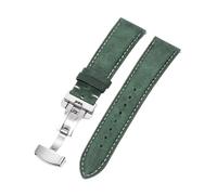 Rimmean 1pc Cowhide Leather Watch Strap Butterfly Clasp Release Bracelet 18mm 20mm For Galaxy 7/6/5/4(Green,18mmRose Buckle)