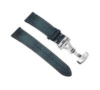 Rimmean 1pc Cowhide Watch Strap 22mm 24mm For Release Wrist Band Butterfly Buckle Leather Bracelet(Blue,24mmWith Rose Buckle)