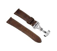 Rimmean 1pc Cowhide Watch Strap 22mm 24mm For Release Wrist Band Butterfly Buckle Leather Bracelet(Brown,24mmWith Black Buckle)