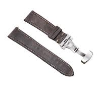 Rimmean 1pc Cowhide Watch Strap 22mm 24mm For Release Wrist Band Butterfly Buckle Leather Bracelet(Grey,24mmWith Gold Buckle)