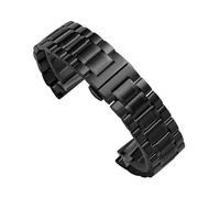 Rimmean 1pc Curved End Solid Stainless Steel Watch Bracelet 12/14/16/18/19/20/21/22/24mm Bands For Butterfly Buckle Universal Straps(Black,21mm)