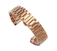 Rimmean 1pc Curved End Solid Stainless Steel Watch Bracelet 12/14/16/18/19/20/21/22/24mm Bands For Butterfly Buckle Universal Straps(RoseGold,18mm)