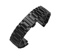 Rimmean 1pc Curved End Stainless Steel Watch Band 12-17mm Butterfly Clasp Solid Metal Bracelet Replacement(Black,14mm)