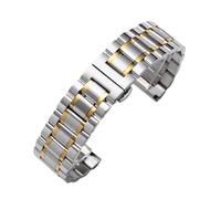 Rimmean 1pc Curved End Stainless Steel Watch Band 12-17mm Butterfly Clasp Solid Metal Bracelet Replacement(Silver Gold,14mm)