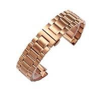 Rimmean 1pc Curved End Stainless Steel Watch Band 12-17mm Butterfly Clasp Solid Metal Bracelet Replacement(Rose Gold,14mm)