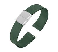 Rimmean 1pc Design CTS Fluororubber Watch Strap 18 19 20 22mm Release Butterfly Buckle Bands(Green,18mmButterfly Buckle)