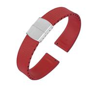 Rimmean 1pc Design CTS Fluororubber Watch Strap 18 19mm Release Butterfly Buckle Bands(Red,18mm With Buckle)
