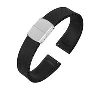 Rimmean 1pc Design CTS Fluororubber Watch Strap 20 22mm Release Butterfly Buckle Bands(Black,22mmWith Buckle)