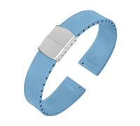 Rimmean 1pc Design CTS Fluororubber Watch Strap 20 22mm Release Butterfly Buckle Bands(Light Blue,20mmWith Buckle)
