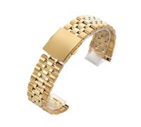Rimmean 1pc Filve Beads Solid Stainless Steel Band 20mm 22mm Universal Smartwatch Replacement Strap Bracelet Men Watchband Belt(Gold,22mm)
