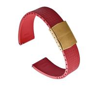 Rimmean 1pc Fit For Swatch 20mm 22mm CTS FKM Watch Strap Bands Release Butterfly Buckle(Red-Gold Buckle,20mm)