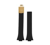 Rimmean 1pc FKM Release Watch Band 11mm 12mm For PRX T137.407/T137.410 Fluororubber Replacement Strap Bracelet(Black-Gold Buckle,12mm)