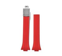 Rimmean 1pc FKM Release Watch Band 11mm 12mm For PRX T137.407/T137.410 Fluororubber Replacement Strap Bracelet(Red-Silver Buckle,12mm)