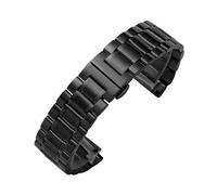 Rimmean 1pc Flat End Solid Stainless Steel Watch Bracelet For Butterfly Clasp Strap 12/14/16/18/19/20/21/22/24mm Watchband(Black,20mm)