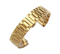 Rimmean 1pc Flat End Solid Stainless Steel Watch Bracelet For Butterfly Clasp Strap 12/14/16/18/19/20/21/22/24mm Watchband(Gold,18mm)