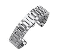 Rimmean 1pc Flat End Solid Stainless Steel Watch Bracelet For Butterfly Clasp Strap 12/14/16/18/19/20/21/22/24mm Watchband(Silver,22mm)
