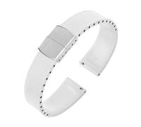 Rimmean 1pc Fluoro Rubber Watch Band CTS Strap 18/19mm Folding Buckle Release Adjustable Wrist Size Bracelet(White,18mmWith Buckle)