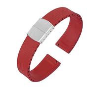 Rimmean 1pc Fluoro Rubber Watch Band CTS Strap 20/22mm Folding Buckle Release Adjustable Wrist Size Bracelet(Red,22mmWith Buckle)
