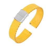 Rimmean 1pc Fluoro Rubber Watch Band CTS Strap 20/22mm Folding Buckle Release Adjustable Wrist Size Bracelet(Yellow,20mmWith Buckle)