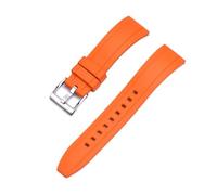 Rimmean 1pc Fluororubber Watch Strap 18-20-22-24mm Sport Dustproof Wristband Release FKM Watchband Suitable For Men's Diving Watches(Orange silver,22mm)