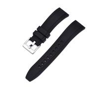 Rimmean 1pc Fluororubber Watch Strap 18-20-22-24mm Sport Dustproof Wristband Release FKM Watchband Suitable For Men's Diving Watches(Black silver,20mm)