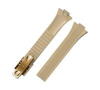 Rimmean 1pc Fluororubber Watch Strap For PRX Deployment Clasp 11mm 12mm Double Release Men's CTS FKM Rubber Bands(Khaki-Buckle3,11)