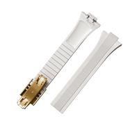 Rimmean 1pc Fluororubber Watch Strap For PRX Deployment Clasp 11mm 12mm Double Release Men's CTS FKM Rubber Bands(White-Buckle3,12)