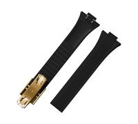 Rimmean 1pc Fluororubber Watch Strap For PRX Deployment Clasp 11mm 12mm Double Release Men's CTS FKM Rubber Bands(Black-Buckle3,12)