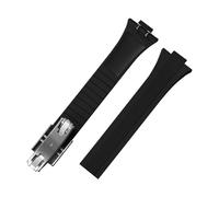 Rimmean 1pc Fluororubber Watch Strap For PRX Deployment Clasp 11mm 12mm Double Release Men's CTS FKM Rubber Bands(Black-Buckle1,11)