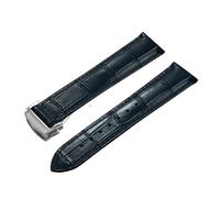 Rimmean 1pc Genuine Calfskin Leather Watch Strap Replacement for 19/20/21/22mm Folding Clasp Durable Comfortable(Blue-Silver Buckle,21mm)