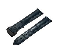 Rimmean 1pc Genuine Calfskin Leather Watch Strap Replacement for 19/20/21/22mm Folding Clasp Durable Comfortable(Blue-Black Buckle,19mm)
