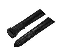 Rimmean 1pc Genuine Calfskin Leather Watch Strap Replacement for 19/20/21/22mm Folding Clasp Durable Comfortable(Black-Black Buckle,21mm)