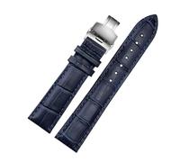 Rimmean 1pc Genuine Leather Bracelet Dark Blue Color Watch Strap Butterfly Clasp Watchband Sized In 16mm 18mm 20mm 21 22mm 23mm Band(Blue silver buckle,23mm)