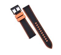 Rimmean 1pc Hybrid FKM Watch Strap 20mm Fluoro Canvas Watchbands Release For Each Brand Diving Watches(Orange-Black 2)